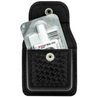 Narcan nasal spray case for duty belt - open