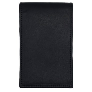 Leather police notepad, smooth black - front