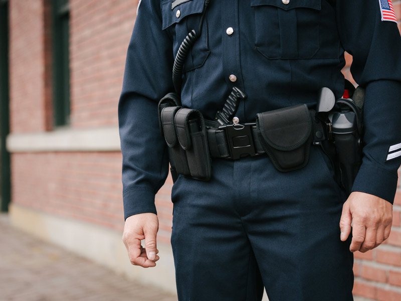 Officer wearing duty gear belt