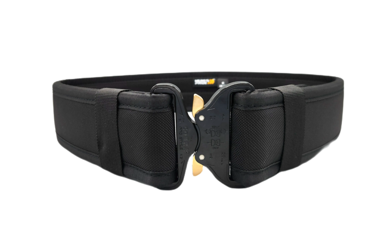Cobra rigid duty belt, 2.25 inch, black 1680 denier ballistic, front view